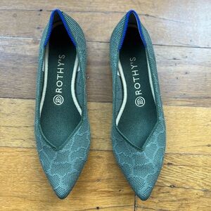 Rothy's Forest Green Flats with Blue Accents